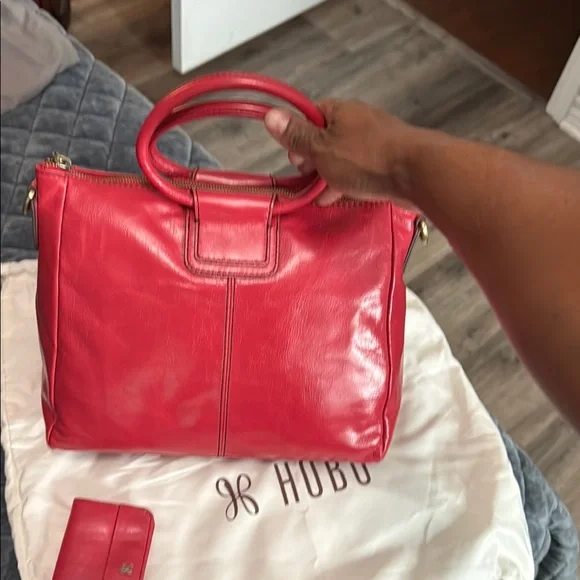 HOBO Red Leather Hobo Bag Vibrant and Sophisticated - Picture 5 of 10